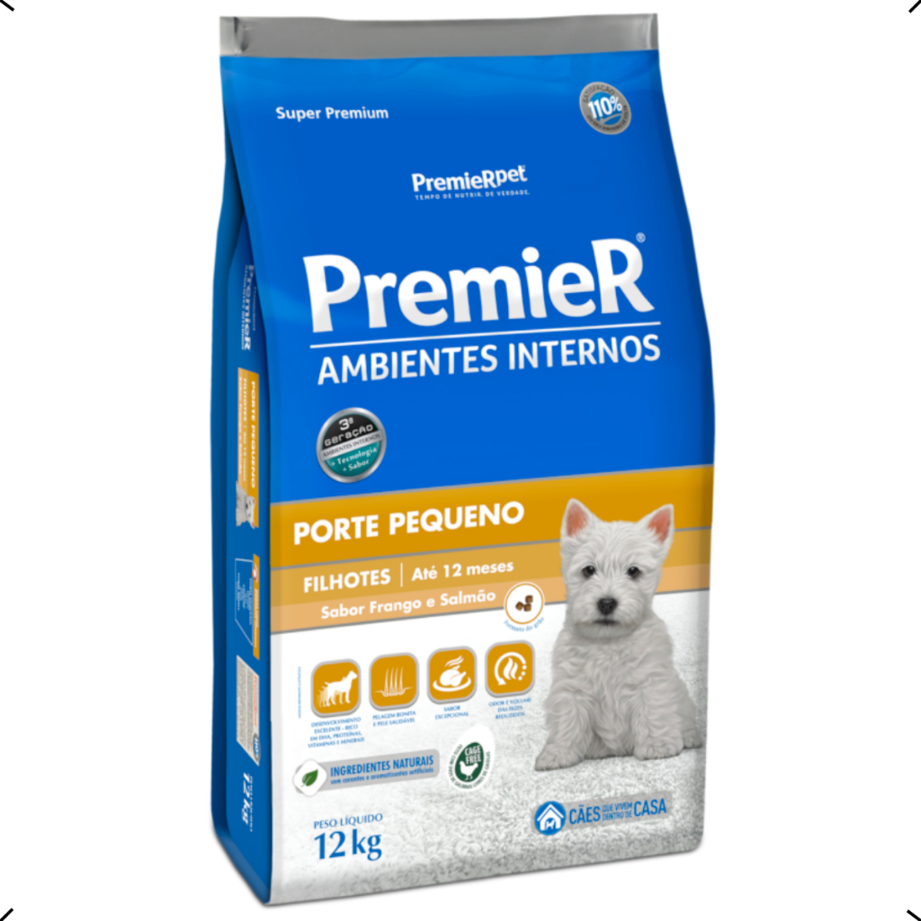 RAÇÃO PREMIER AMBIENTES INTERNOS FILHOTE RAÇA PEQUENA 12KG em Oferta na Shopee