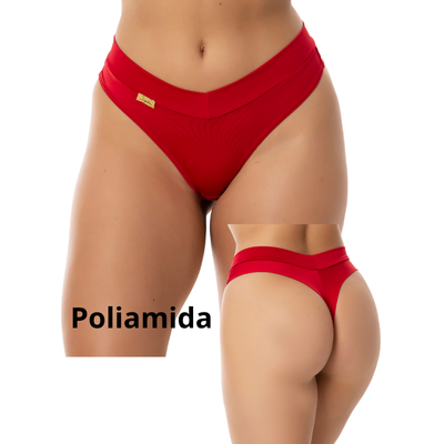 Calcinha Cós Médio Fio Dental Duplo Conforto, Poliamida.