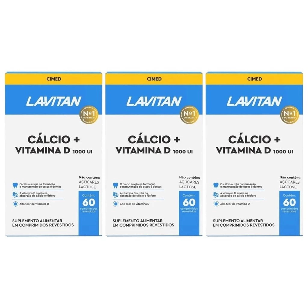 3Un Cálcio + Vitamina D 1000UI Lavitan De 60 Comprimidos Cd