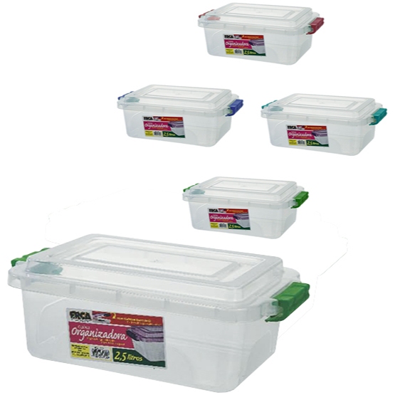 ErcaPlast Caixa Organizadora Container plástica transparente 2,5L 1 unidade