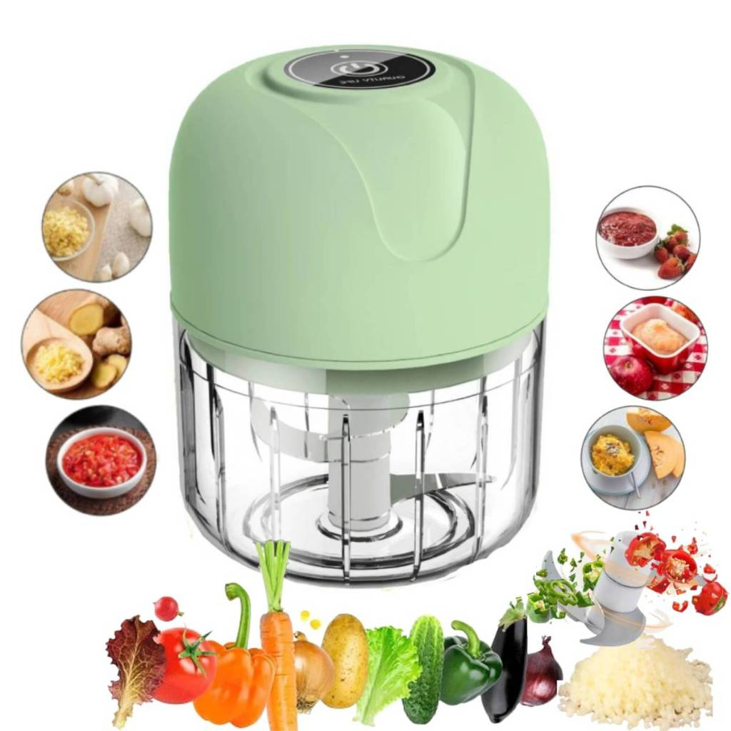 Mini Processador Triturador Elétrico De Alho Carne 250ml Moedor Elétrico com 3 lâminas Recarregável