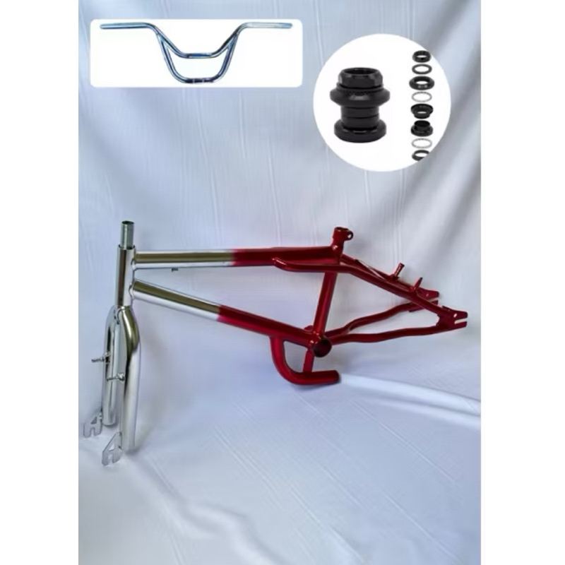 Quadro e garfo + Guidão M9 cromado + caixa de direção Cross aro 20 infantil