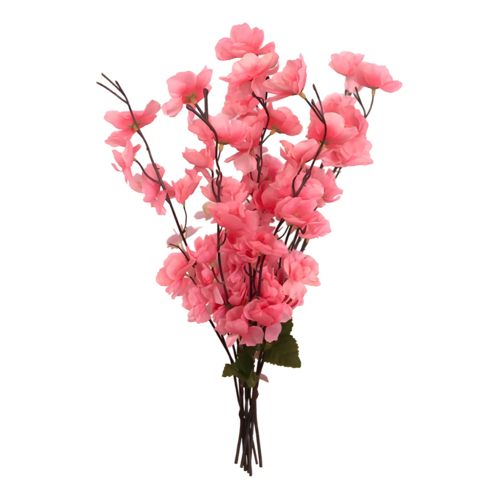 1 Buque Pessegueira Flor Cerejeira Artificial 6 Galhos