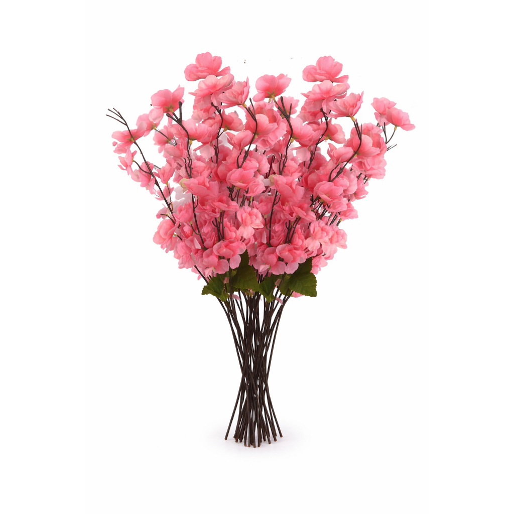 2 Buques Pessegueira Flor Cerejeira Artificial 6 Galhos