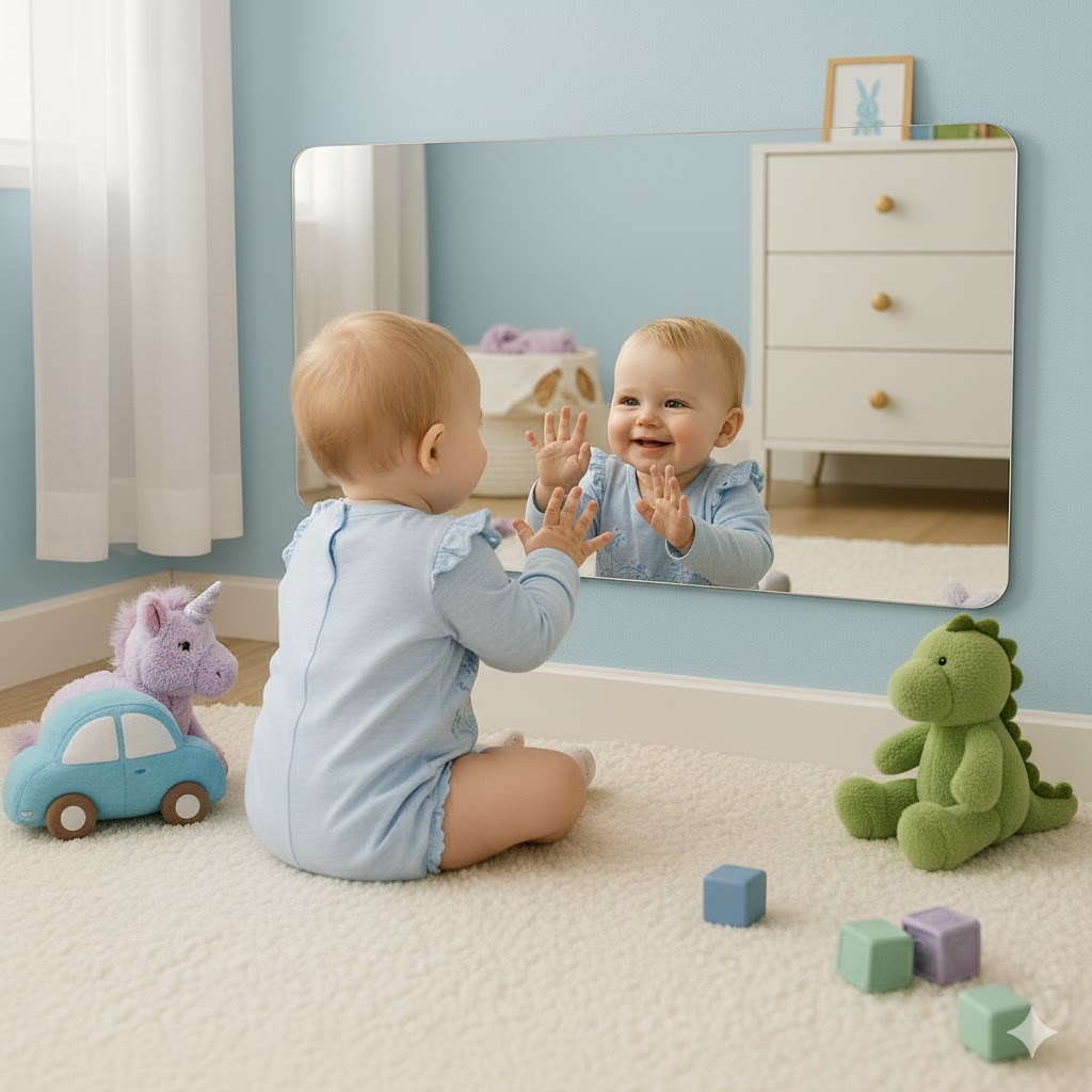 Espelho Montessoriano Infantil Seguro em Acrílico Quarto Sala Diversos Tamanhos