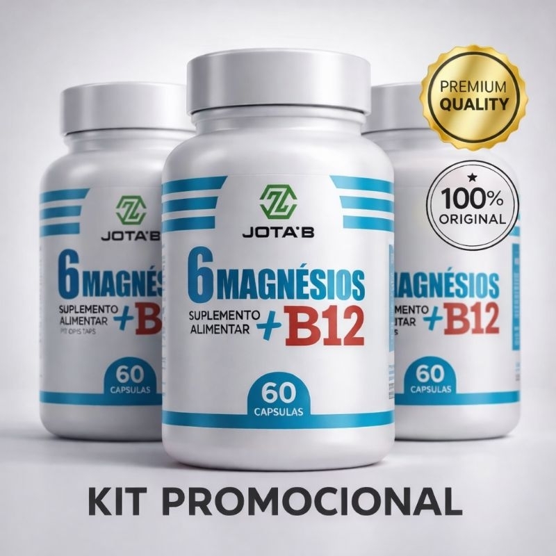 6 Magnésios + B12 (Metilcobalamina) Original Jota B - 60 Cápsulas 500mg