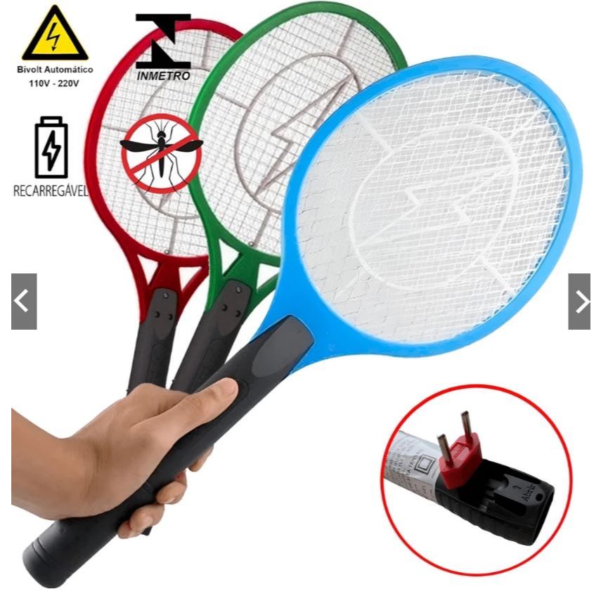 Raquete Mata Mosquito Recarregável Sono Tranquilo Elétrica Bivolt Viagem Portátil Segura
