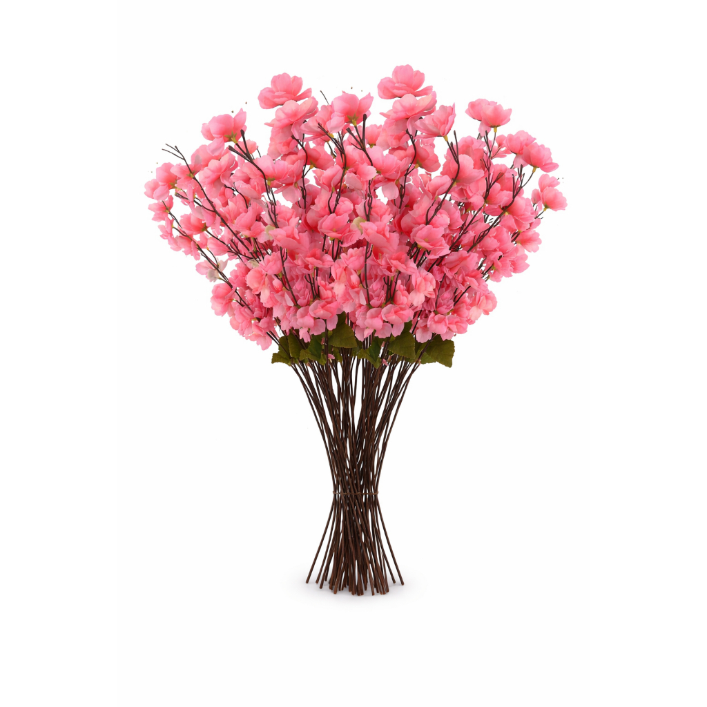 5 Buques Pessegueira Flor Cerejeira Artificial 6 Galhos