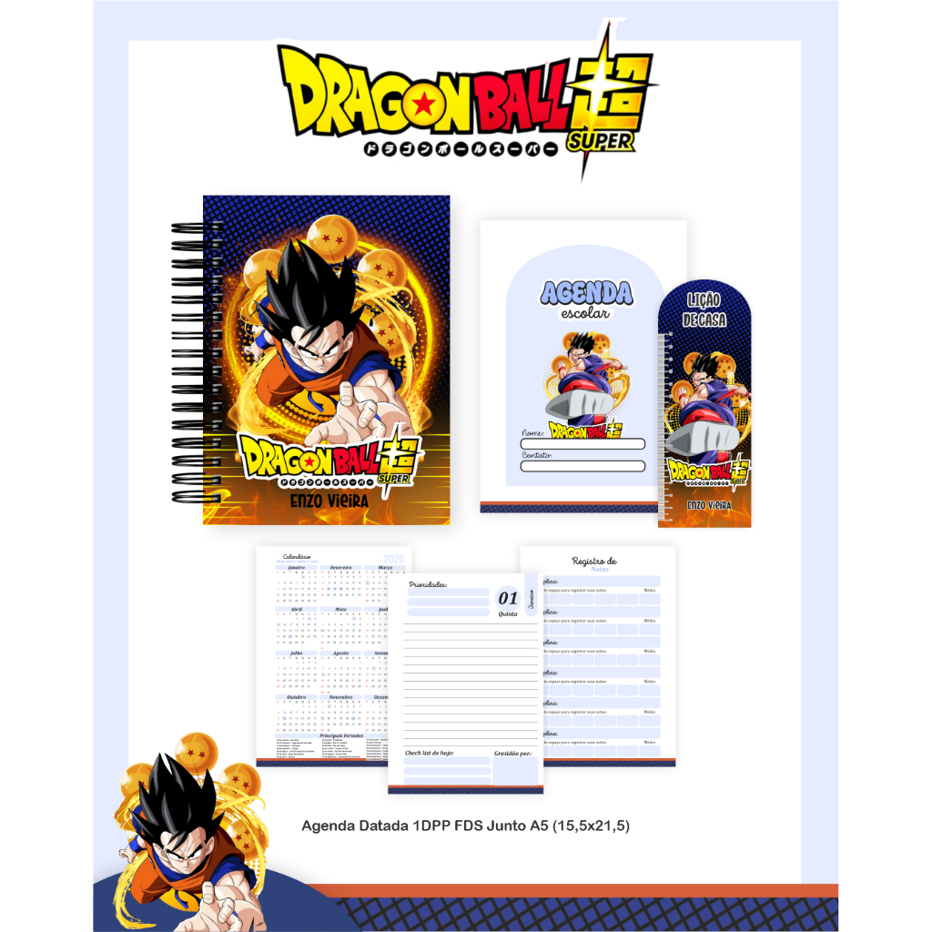 Agenda Escolar volta as aulas dragon ball z