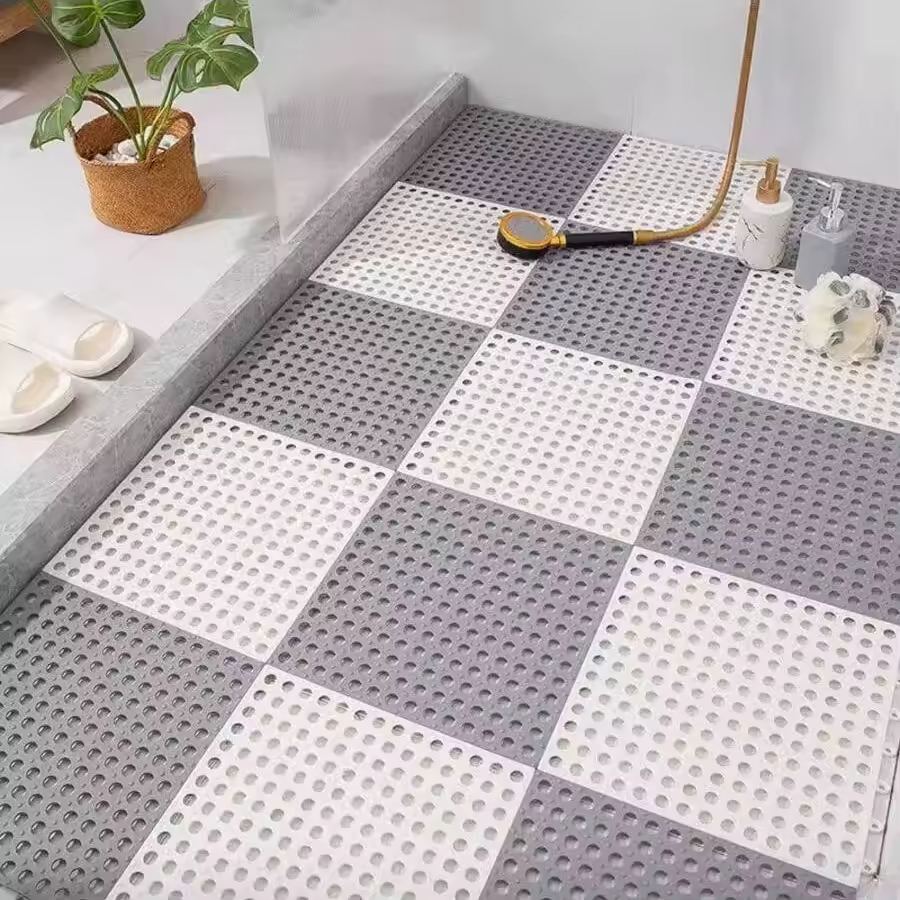 Kit Tapete Piso Estrado Antiderrapante 30x30cm Box Banheiro Piscina Modular Drenante Chuveiro Área Molhada Borracha em Oferta na Shopee