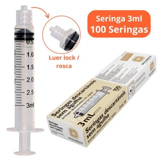 100un Seringa 3ml Bico Rosca Luer Lock Descartável Marca Descarpack em Oferta na Shopee