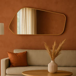 Espelho Corpo Inteiro Grande Organico 110x53 Para Sala Quarto Banheiro Moldura Caramelo