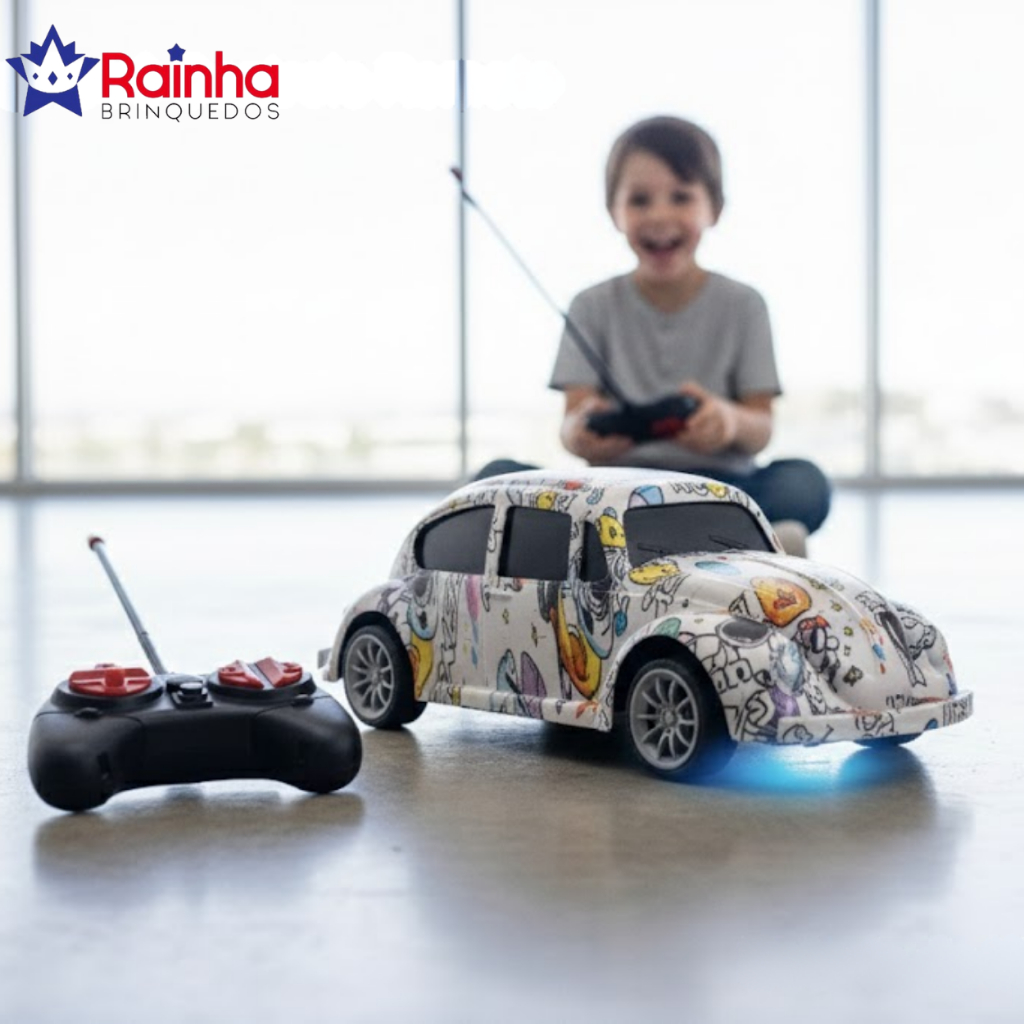 Carrinho Fusca Controle Remoto  Infantil Luz e Movimento Brinquedo Fusca Retrô Resistente em Oferta na Shopee