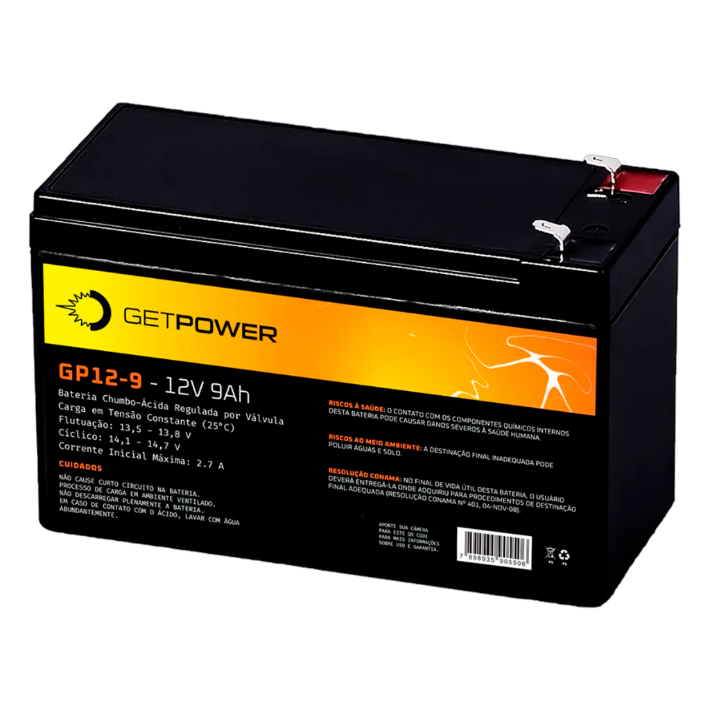 BATERIA SELADA 12V 9AH P/ NO BREAK, ALARME, AUTOMAÇÃO, PULVERIZADOR, CENTRAL DE 