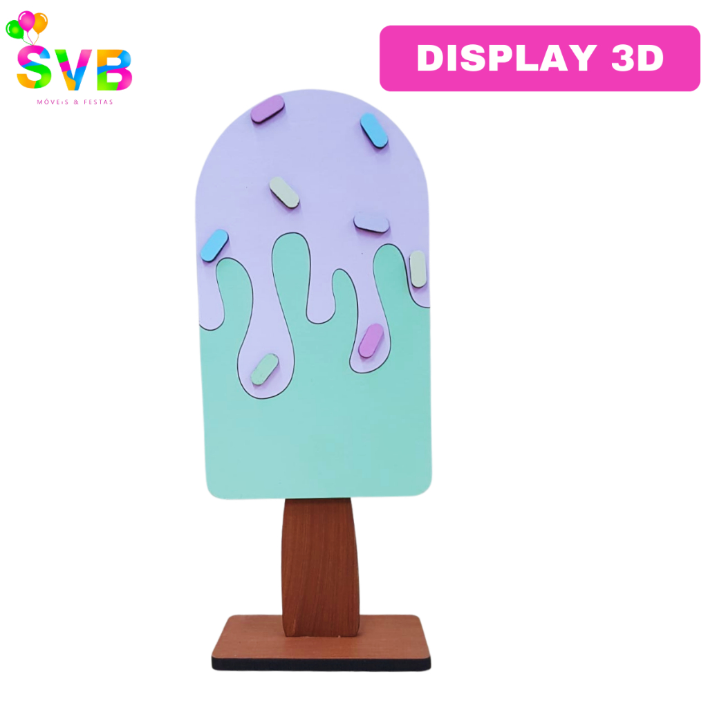 Display Sorvete Dupla Face Decoração Festa Confeitaria Doces Centro de Mesa SVB MÓVEIS E FESTAS