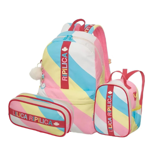 Kit Mochila De Costas Escolar Lilica Ripilica Lovit Vibrant + Lancheira + Estojo - Pacific
