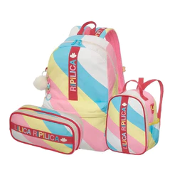 Kit Mochila De Costas Escolar Lilica Ripilica Lovit Vibrant + Lancheira + Estojo - Pacific