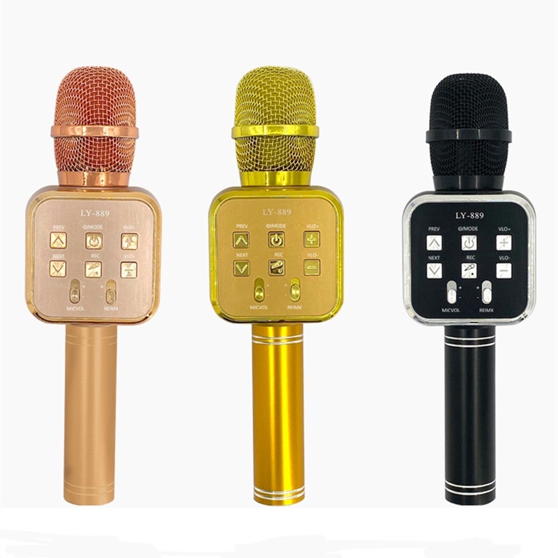 microfone  sem fio bluetooth   handheld música áudio telefone alto-falante cantando ktv flash led luz microfones