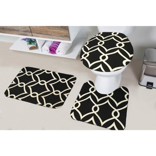 Jogo de Tapete Para Banheiro 3 Peças Antiderrapante Kit Banheiro Costura Reforçada e Boa Absorção em Oferta na Shopee