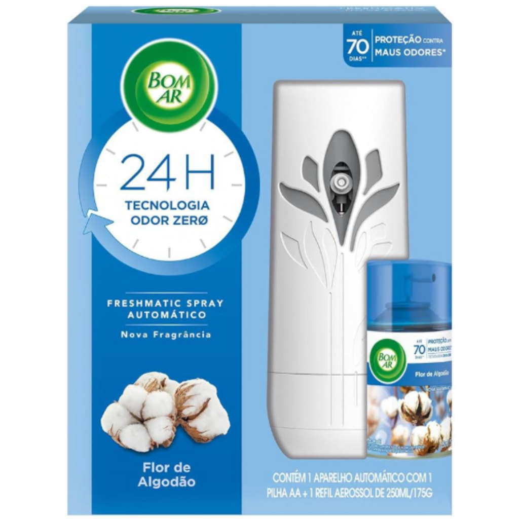 Imagem Aromatizador Elétrico Bom Ar de Algodão Completo e/ou Refil -  Bom Ar Air Wick Aparelho + Refil 250g