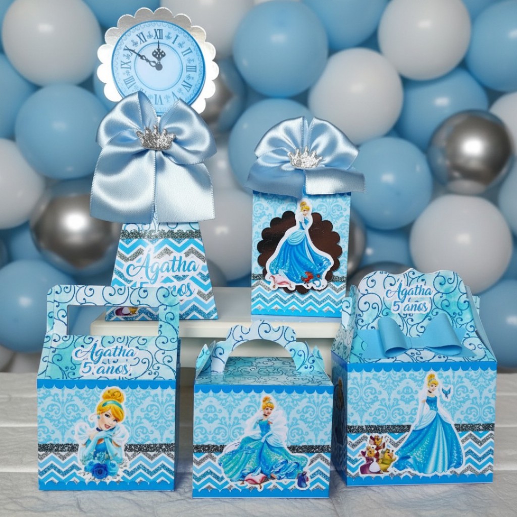 Kit Festa Personalizados Tema Cinderela - Princesa  -  Lembrancinhas Caixinhas para Festa - PEGUE E MONTE