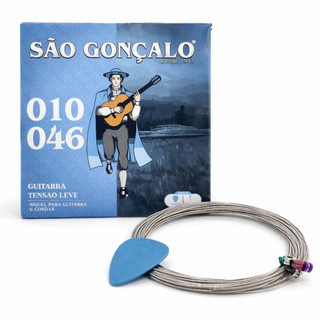 JOGO DE CORDAS SAO GONCALO P/ GUITARRA 0.010 ACOMPANHA 1 MI EXTRA + 1 PALHETA