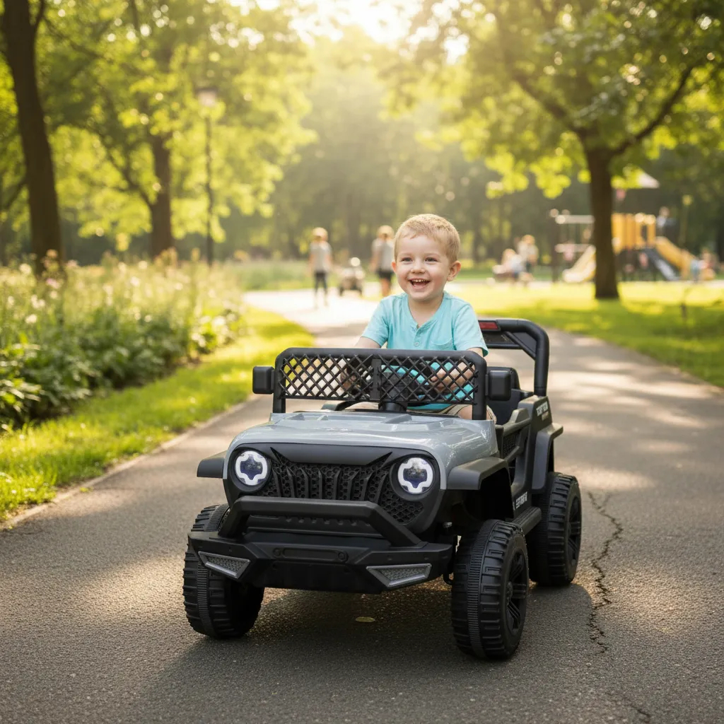 Jipe Elétrico Infantil 2 Motores Controle Remoto Led Sons