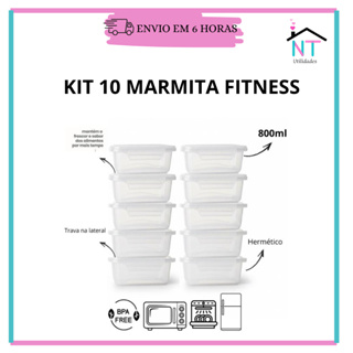 Kit 10 Marmita Potes 800ml com Travas Laterais Livre de BPA Alimentos Organizadores de Congelador em Oferta na Shopee