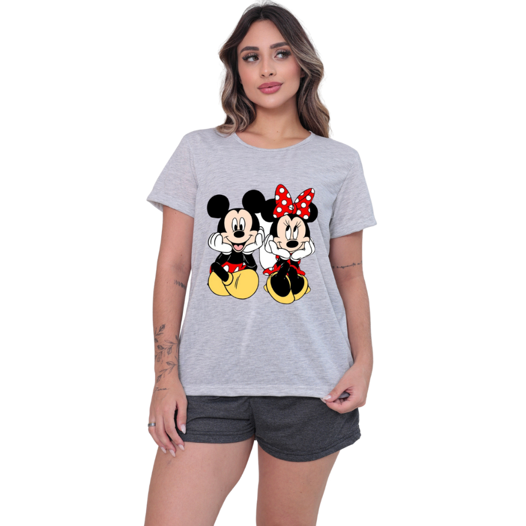 Pijama Feminino Personalizado Mickey Mouse Baby Doll Confortável