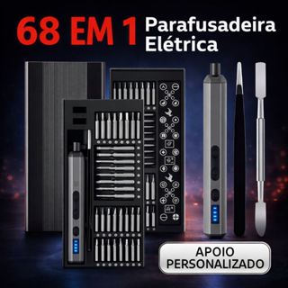 Parafusadeira Elétrica de Precisão Recarregável 68 em 1 com Ponteiras Imantadas Kit Profissional em Oferta na Shopee