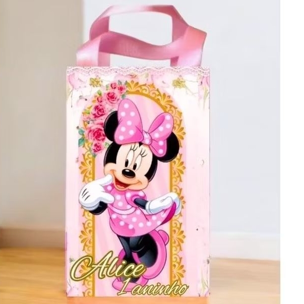 Sacolinhas Personalizadas Minie Com Nome e Idade /Lembrancinha Festa Aniversário/ Envio Rápido