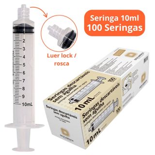 100un Seringa 10ml Bico Rosca Luer Lock Descartável Marca Descarpack em Oferta na Shopee