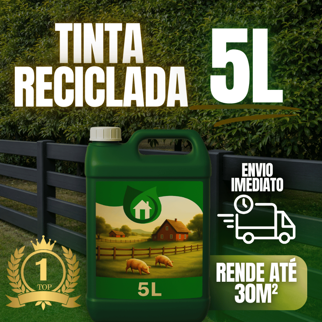 Tinta Óleo Reciclada 5L Alta Cobertura Ferro Madeira Portão Proteção Contra Ferrugem Chuva Barata