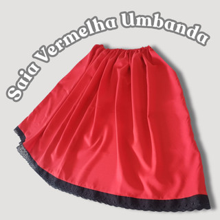 SAIA VERMELHA UMBANDA CANDOMBLÉ POMBA GIRA COM 3 METROS DE RODA 87CM ALTURA OXFORD LUXO COM RENDA