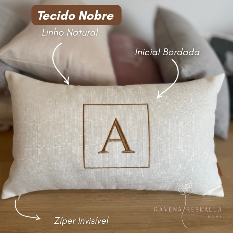 Almofada 1 Inicial Bordada Com Enchimento Personalizada Linho Cama Posta Casa Decoração Presente