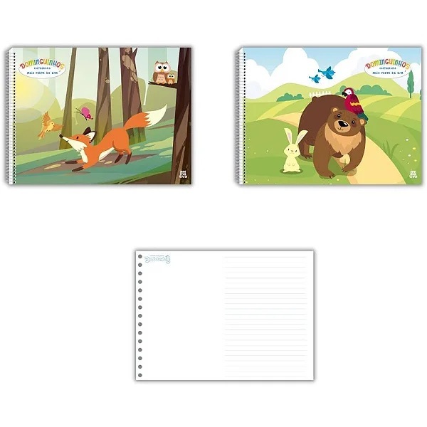 Animativa Caderno Cartografia Meia Pauta Dominguinhos capa dura 275 x 200mm 40 folhas