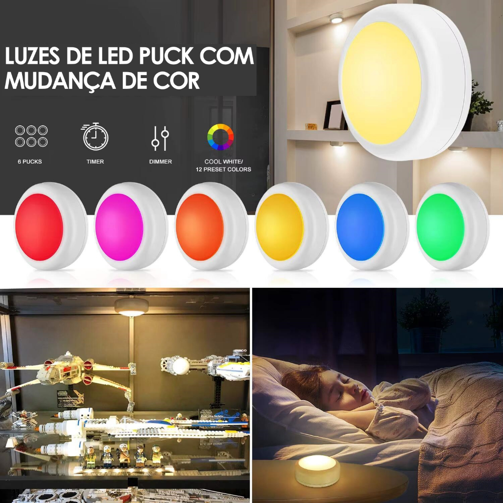 luz led controle remoto luz noturna operada por bateria rgb para cozinha gabinete guarda roupa mostruário decoração de i