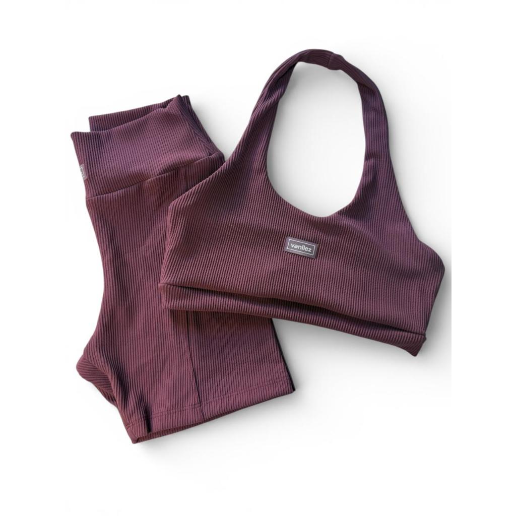 Conjunto Fitness Canelado + Top Frente Única