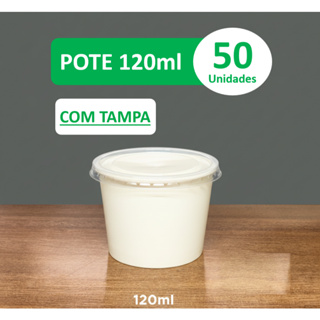 Pote Papel Biodegradável 120ml com Tampa - Kit 50 unidades em Oferta na Shopee