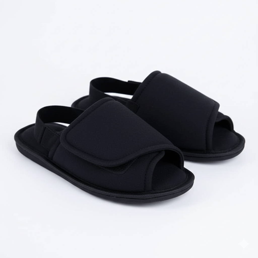 Chinelo pantufa regulável em velcro para idosos e diabéticos, ideal para cadeirantes, confortável, antiderrapante e anti