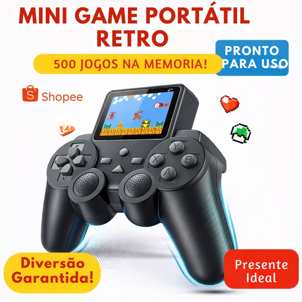 Mini Game Retro Recarregável 520 Jogos Video Game Portátil Viagem — R$ 140,00 em Shopee