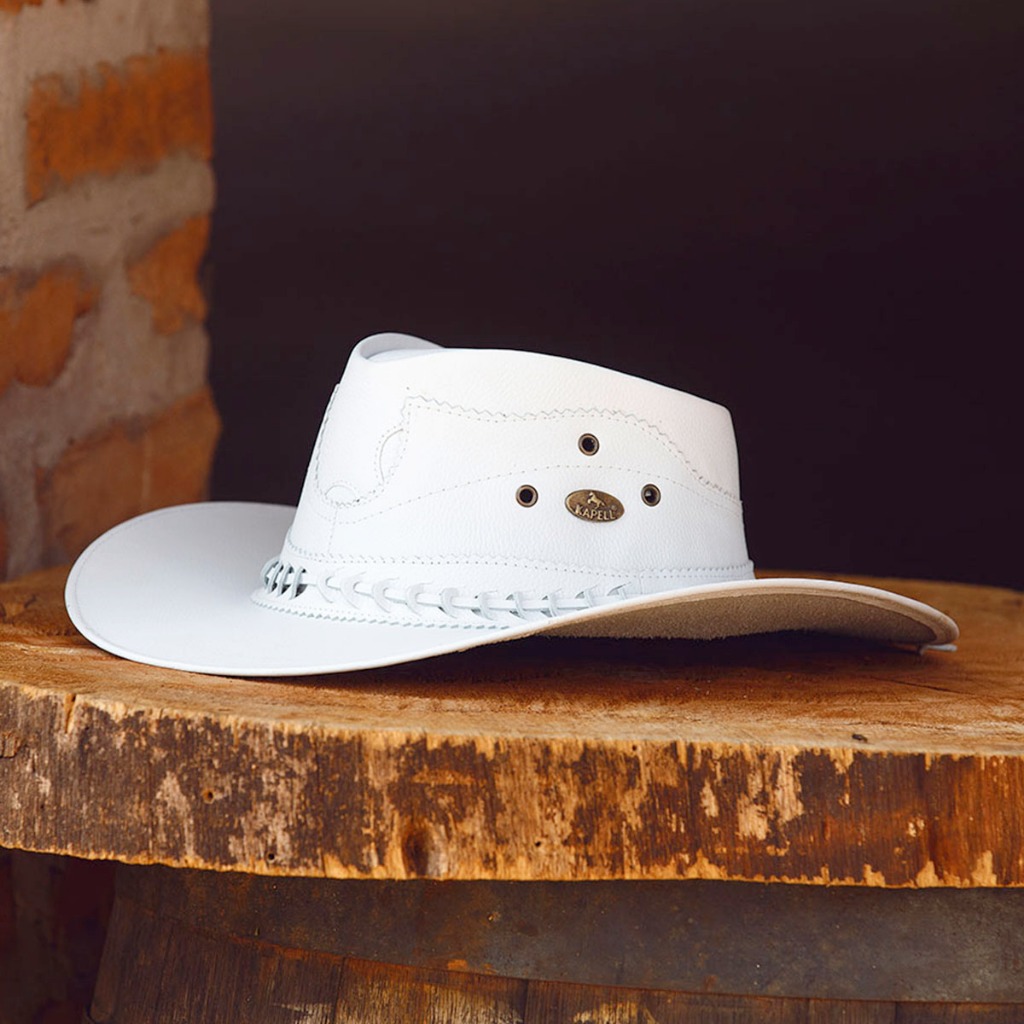 Chapéu Country em Couro cor Branco Festa de Peão Vaquejada Linha Barretos Kapell em Oferta na Shopee