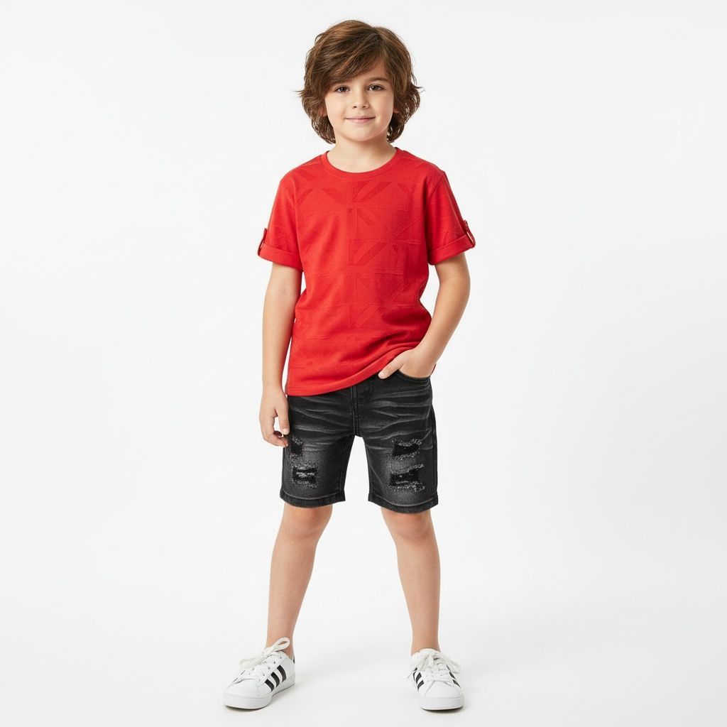 Bermuda Jeans Infantil Destroyed Rasgada | Moda Confortável para Meninos com lycra