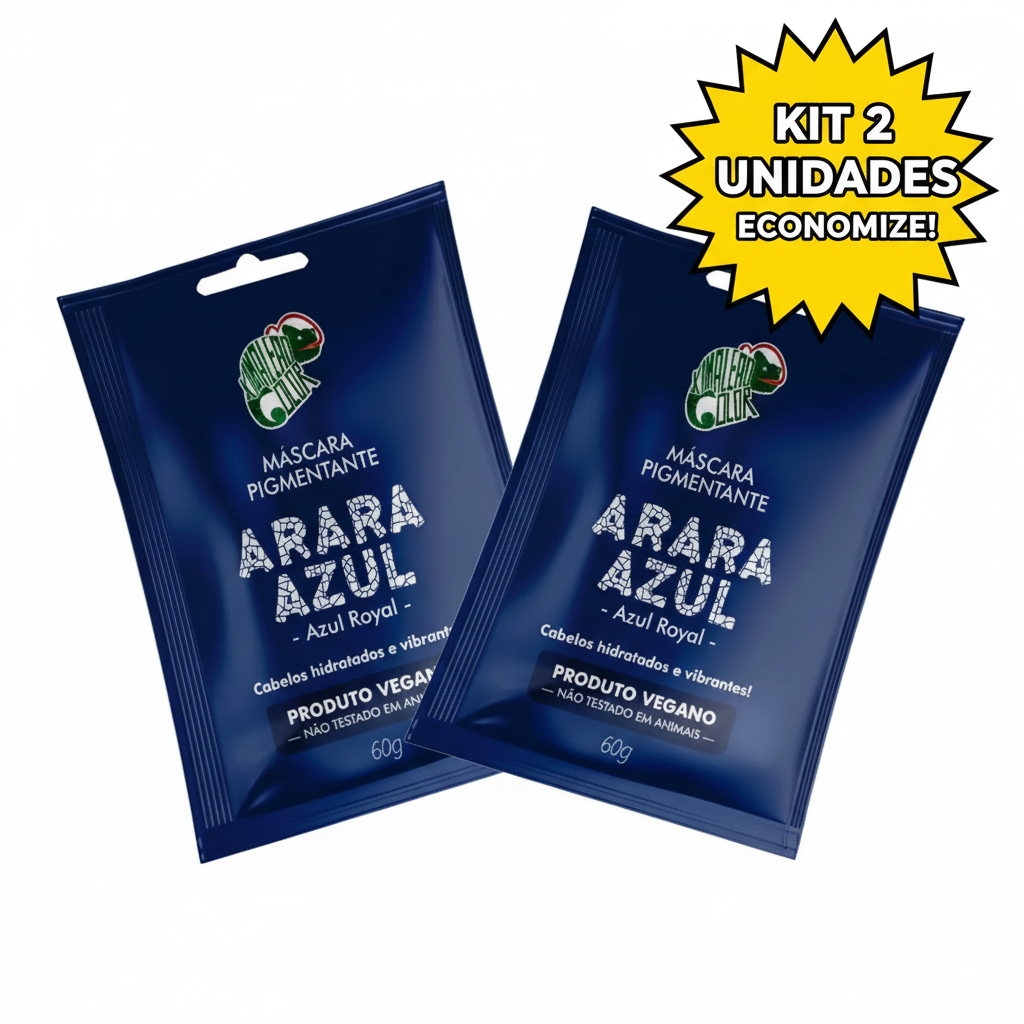 [PROMOÇÃO] 2x Máscara Pigmentante Arara Azul Kamaleão Color SACHE  - Cabelo Azul Royal