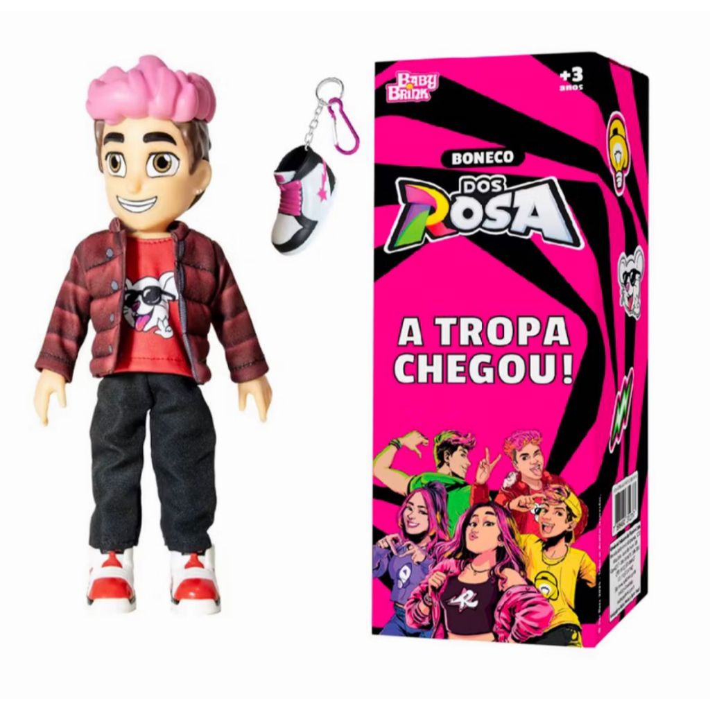 Boneco Robson Turma dos Rosas + Chaveiro Colecionável | Presente Infantil Original Baby Brinq em Oferta na Shopee