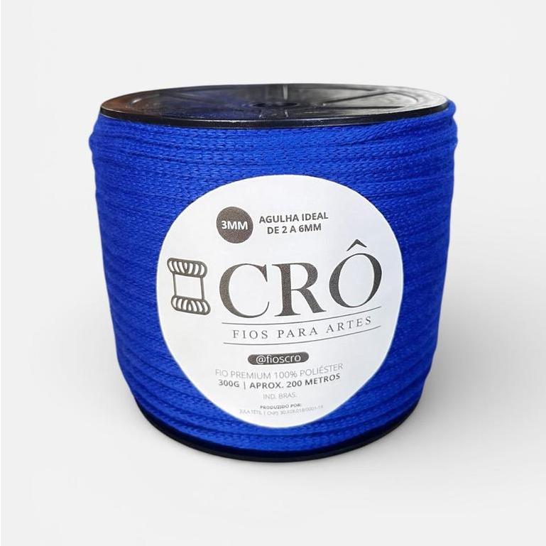 Fio Náutico 100% Poliéster 3MM - 200 Metros 300 gramas Tricô, Crochê Azul Royal em Oferta na Shopee