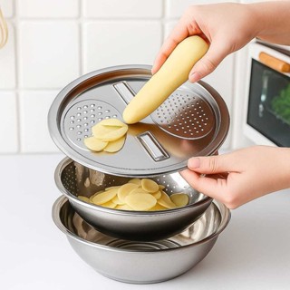 Tigela 3 em 1 Ralador Escorredor Bacia Fatiador Legumes Queijo Saladeira em Oferta na Shopee