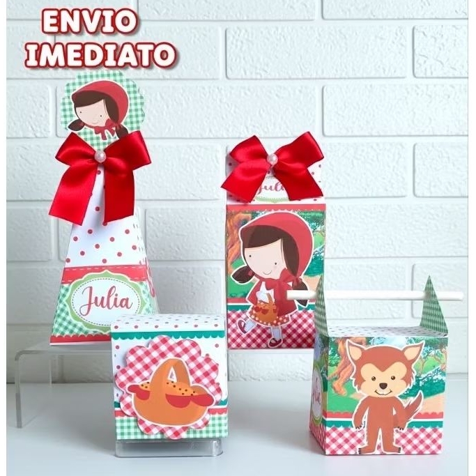 Kit Caixinhas Personalizadas Chapelzinho Vermelho Lembrançinha Festa