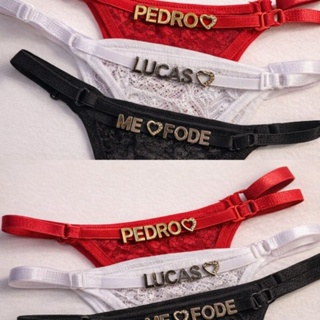 ✨ Calcinha Fio Dental Personalizada – Renda Sexy com Nome ou Frase ✨ em Oferta na Shopee