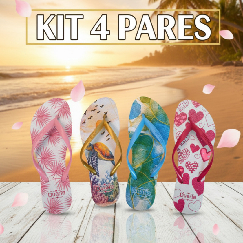 Kit 4 Pares de Chinelo Sandalia Feminino Adulto Envio Imediato em Oferta na Shopee